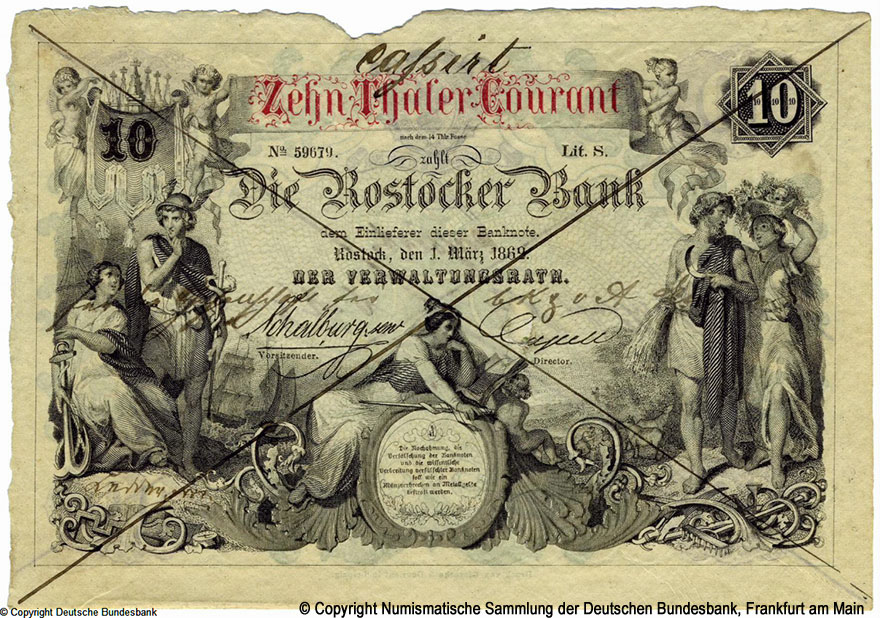 Rostocker Bank 10 Thaler 1863