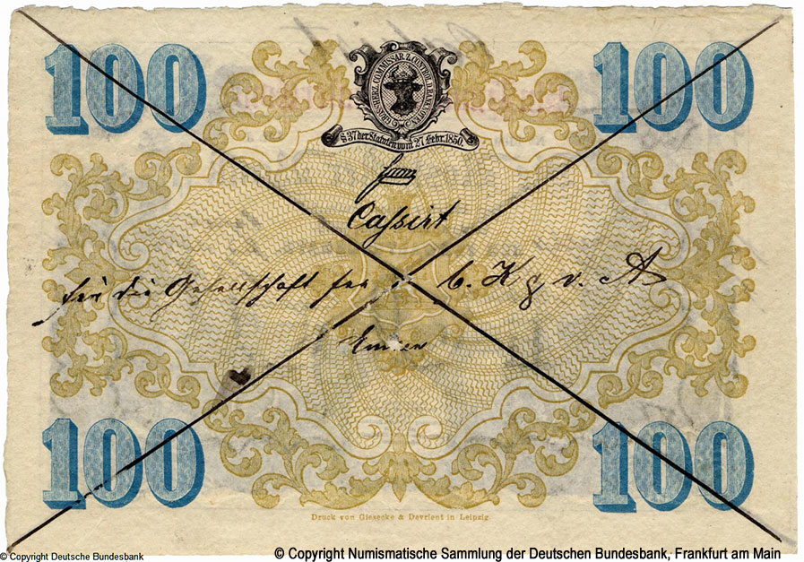 Rostocker Bank  100 Thaler 1862