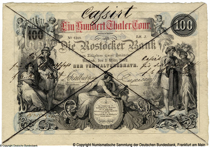 Rostocker Bank  100 Thaler 1862