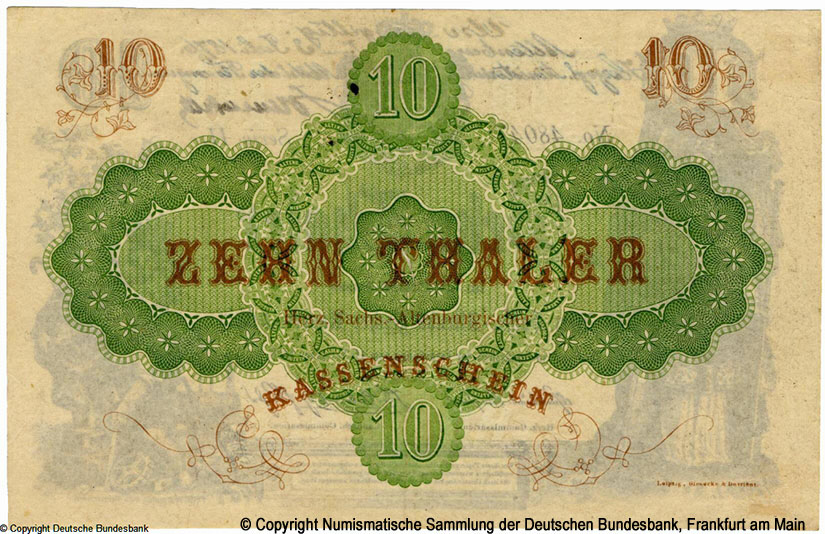  Herzogtum Sachsen-Altenburg 10 Thaler  1858.