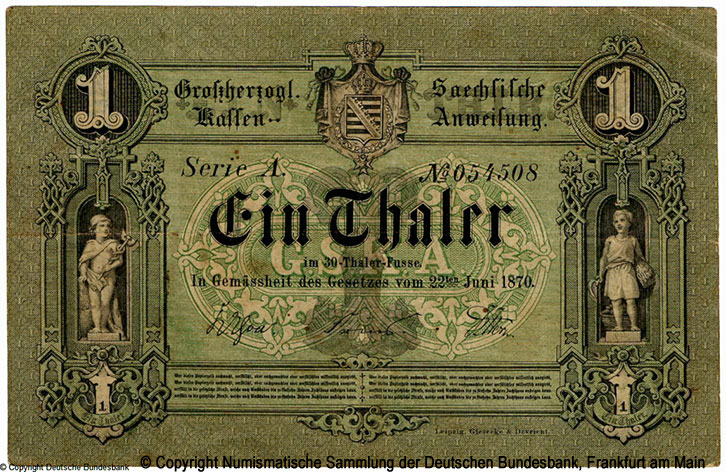 Großherzogliches Sächsisches Staats-Ministerium 1 Thaler 1870