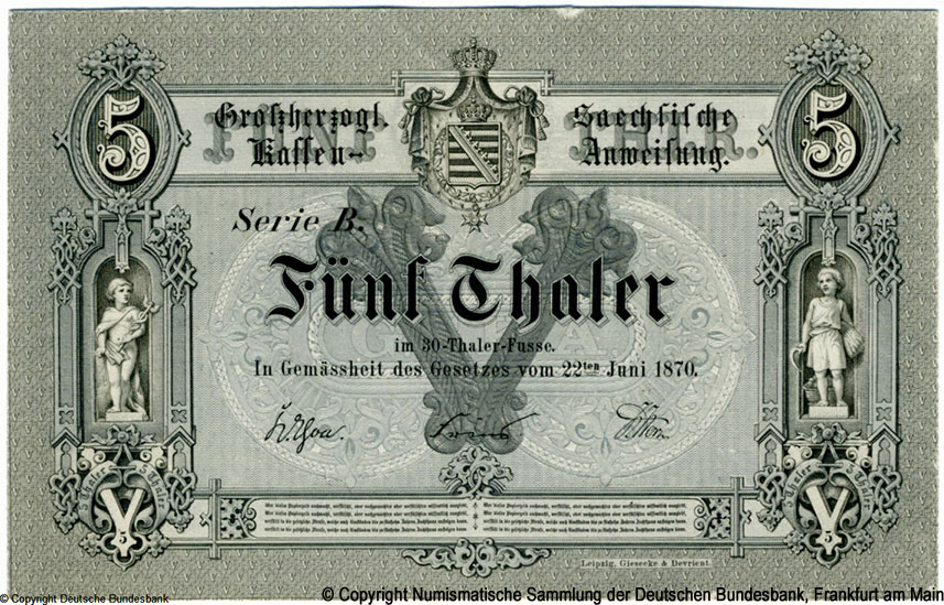 Großherzogliches Sächsisches Staats-Ministerium 5 Thaler 1870