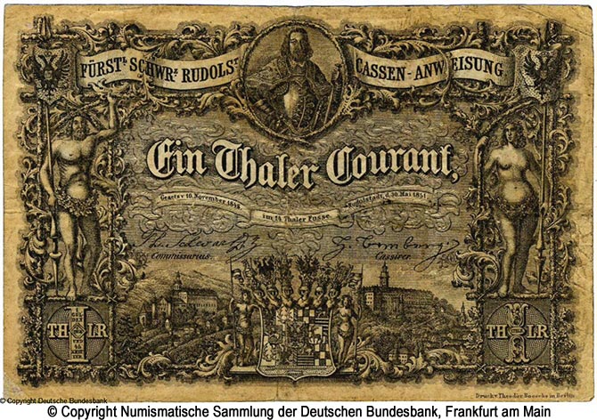 Staatsministerium Fürstentum Schwarzburg-Rudolstadt. 1 Thaler 1851.