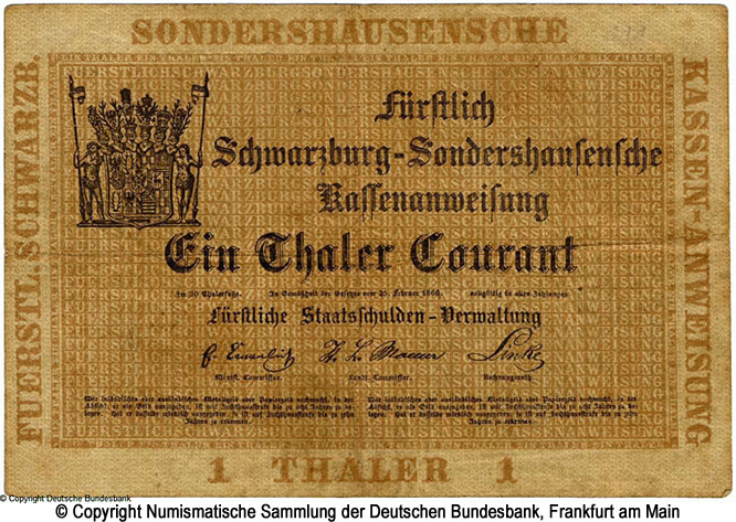  Fürstentum Schwarzburg-Sondershausen. 1 Thaler. 1866.