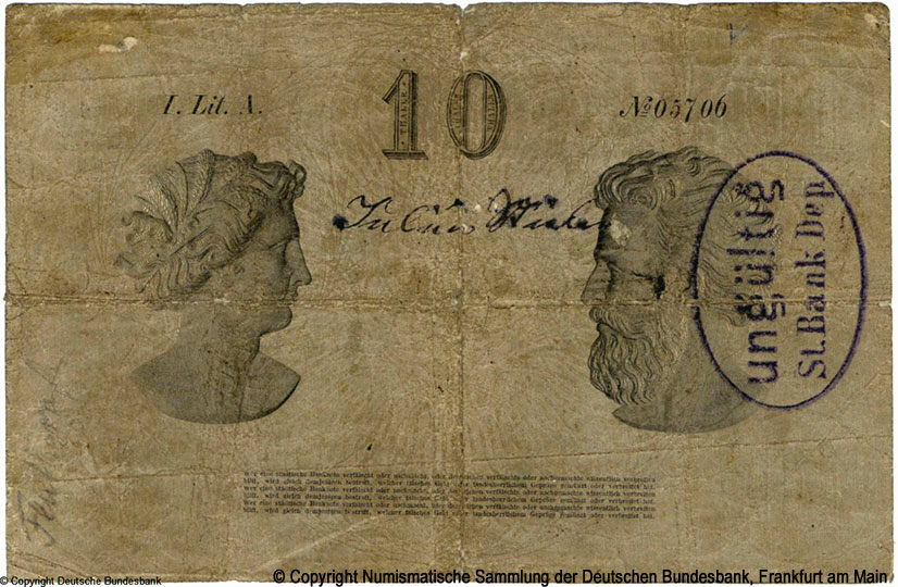 Städtische Bank zu Breslau 10 Thaler 1863