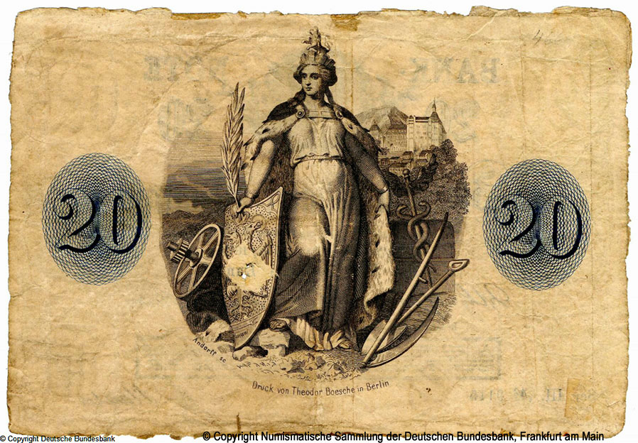 Thuringische Bank 20 Thaler 1856