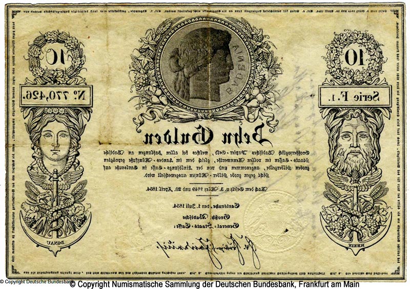 Großherzoglich-Badische General-Staats-Casse 10 Gulden 1854