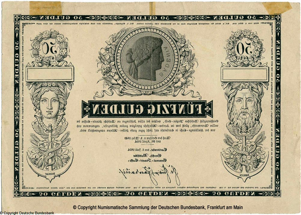 Großherzoglich-Badische General-Staats-Casse 50 Gulden 1854