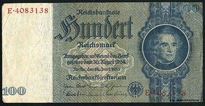 Reichsbank. 100 Reichsmark. 1935. 