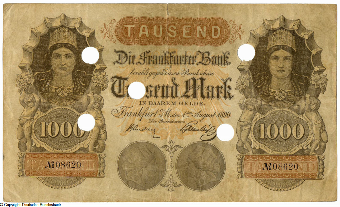 Die Frankfurter Bank. Bankschein. 1000 Mark. 1. August 1890.