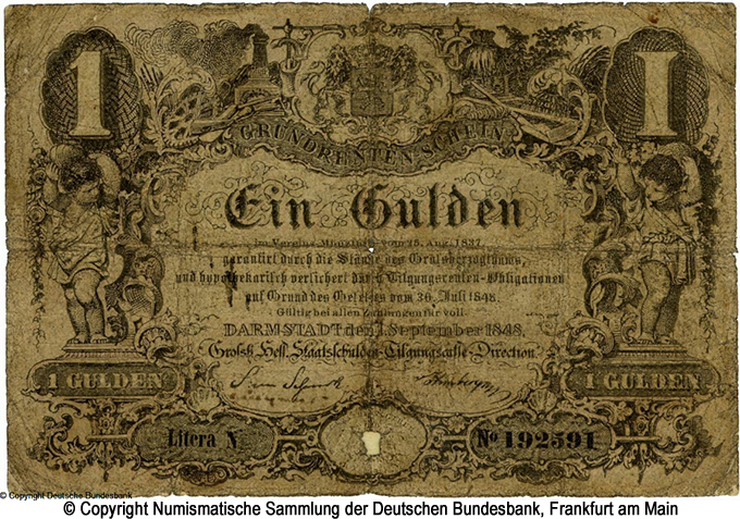 Großherzogliche Hessische Staatsschulden-Tilgungskasse 1 Thaler 1848