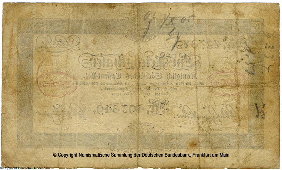 Koniglich Sachsische Cassenbilet. 1 Reichsthaler. 1. Oktober 1818. 497349