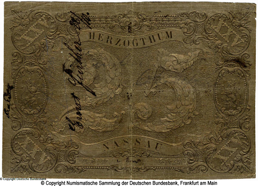   Herzoglich Nassauische Landes-Credit-Casse 25 Gulden 1847