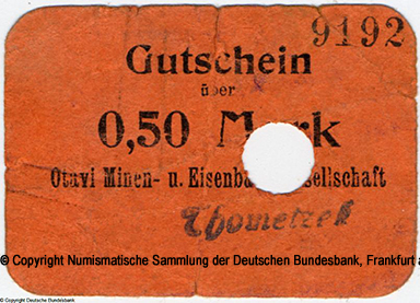 Otavi Minen- und Eisenbahn-Gesellschaft / Tsumeb 0.50 Mark