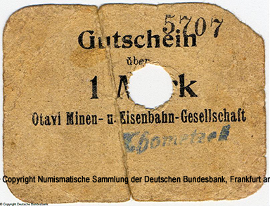Otavi Minen- und Eisenbahn-Gesellschaft / Tsumeb 1 Mark