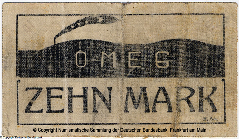 Otavi Minen- und Eisenbahn-Gesellschaft Gutschein. 10 Mark 1917
