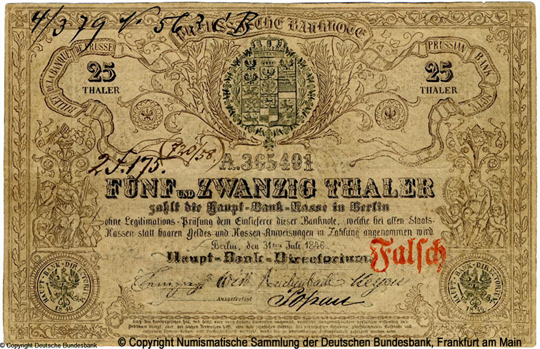 Königreich Preußen. Preußische Hauptbank 25 Thaler 1846 Fälschung