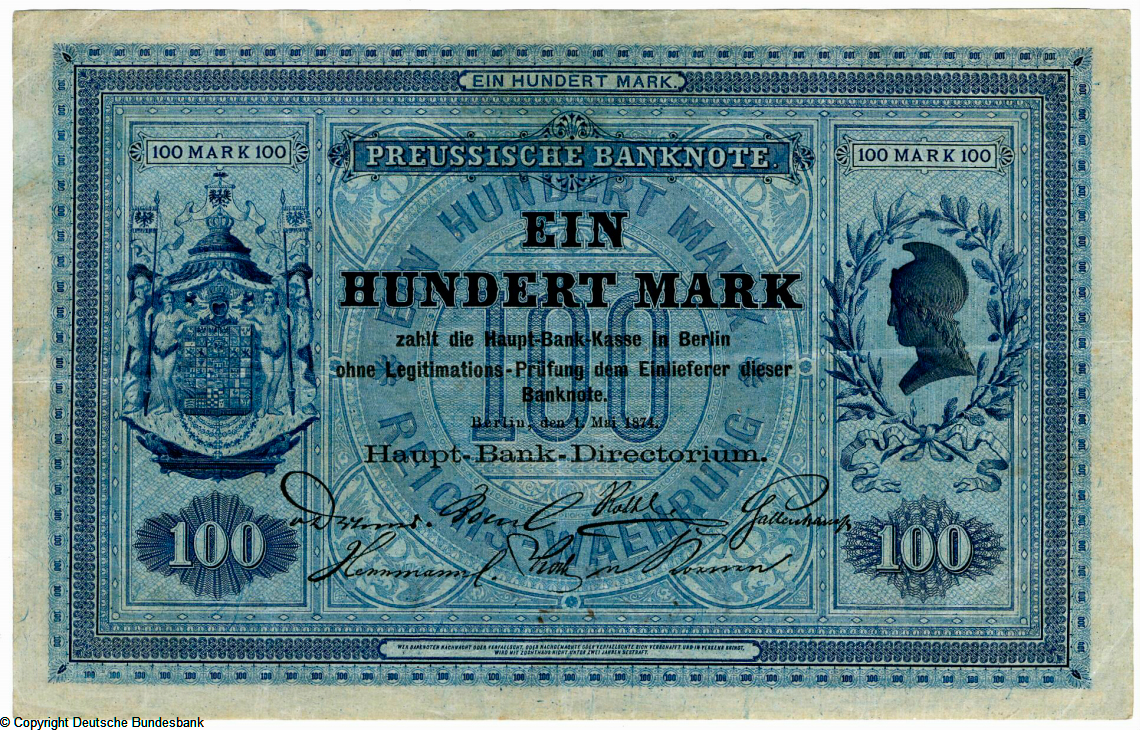 Preussische Banknote. 100 Mark. 1. Mai 1874.