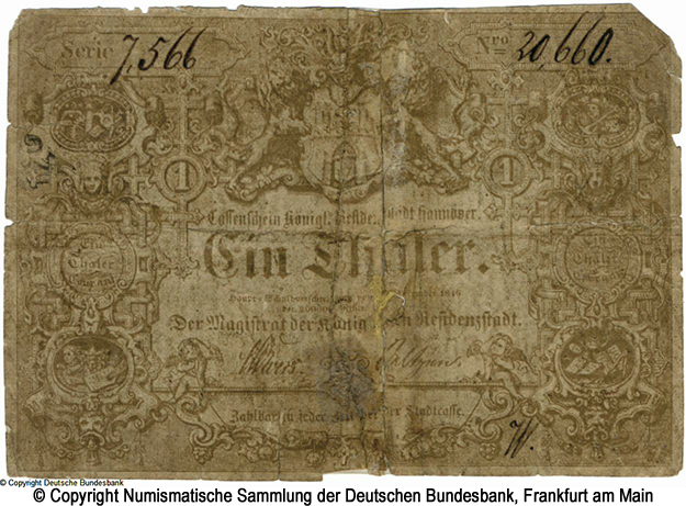 Magistrat der Königlichen Residenzstadt Hannover 1 Taler 1846