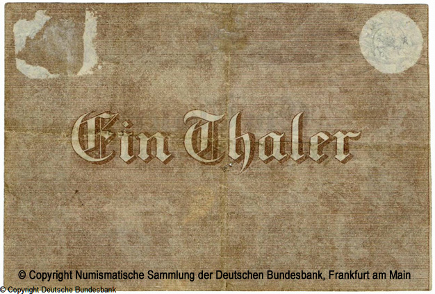  Fürstentum Schwarzburg-Rudolstadt Eschwarzb. Cassenbillet 1 Thaler 1848