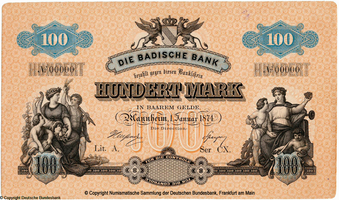 Badische Bank 100 Mark 1874
