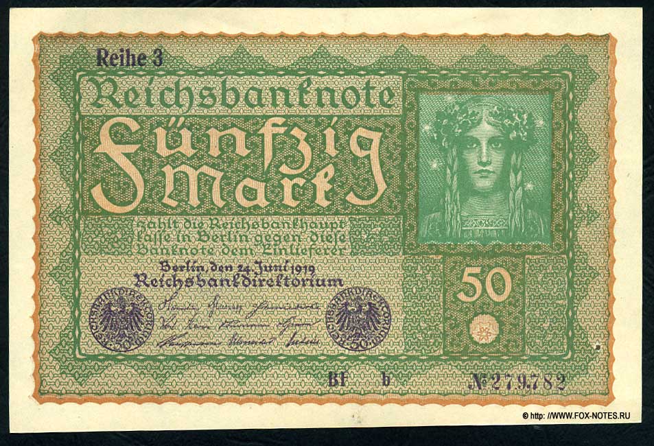 Reichsbanknote. 50 Mark. Reihe 3. 