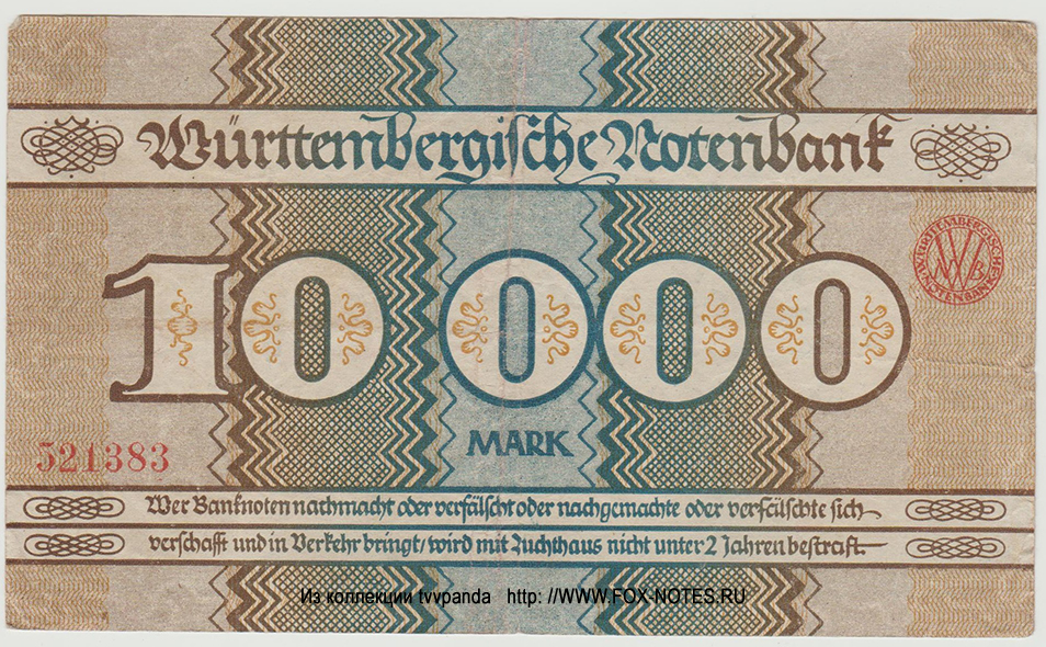 Württembergische Notenbank 10000  1923