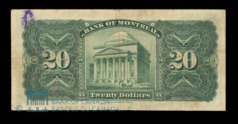 Bank of Montreal. Bank note. 20 Dollars. 1914.
