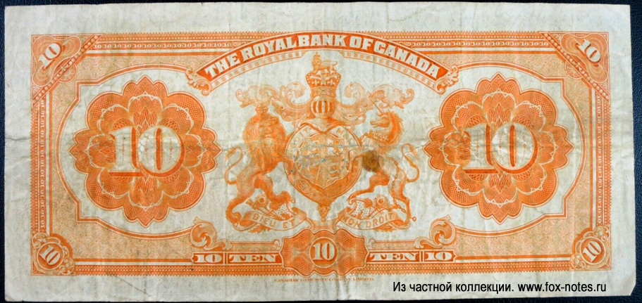 Royal Bank of Canada 10 dollars 1927