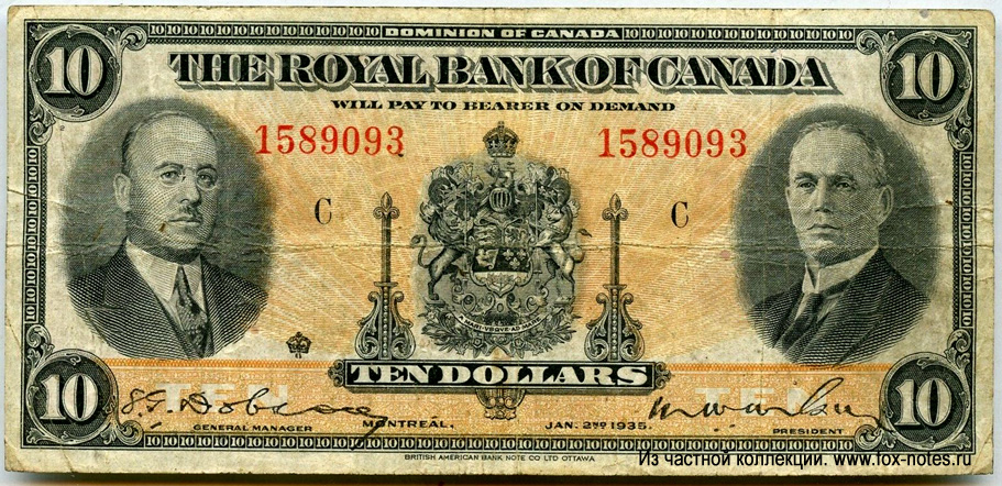 Royal Bank of Canada 10 dollars 1935