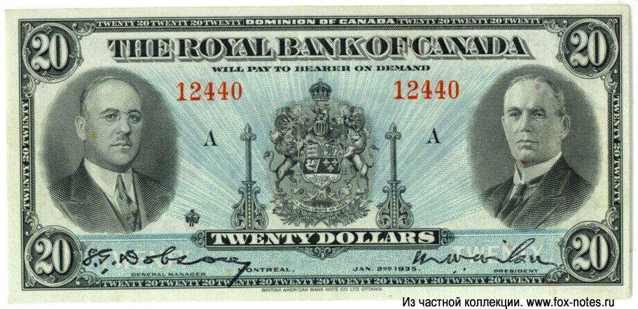 Royal Bank of Canada 20 dollars 1935
