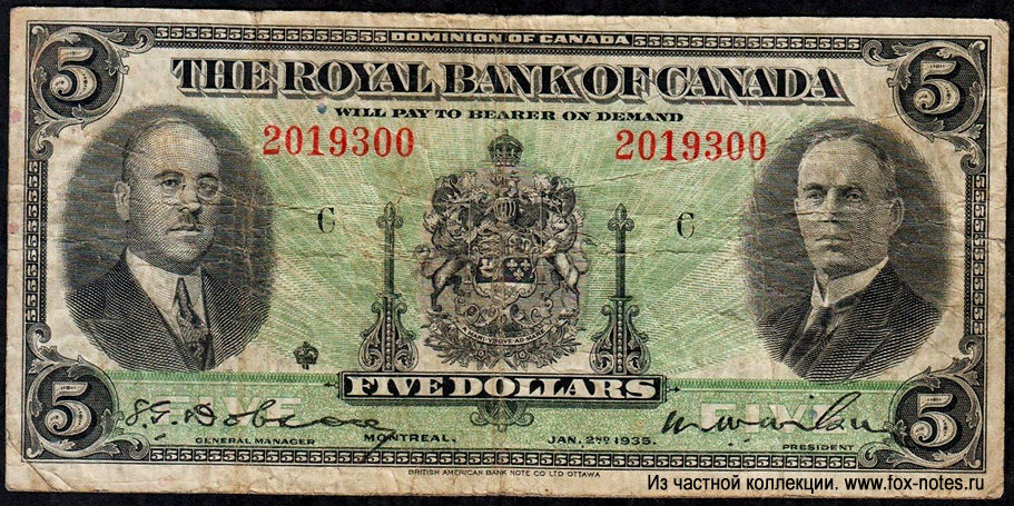 Royal Bank of Canada 5 dollars 1935