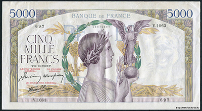  Banque de France 5000  1942 "Victoire" 