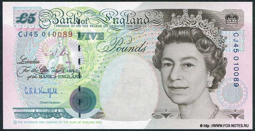 Bank of England  5 pounds G.E.A. Kenterfield