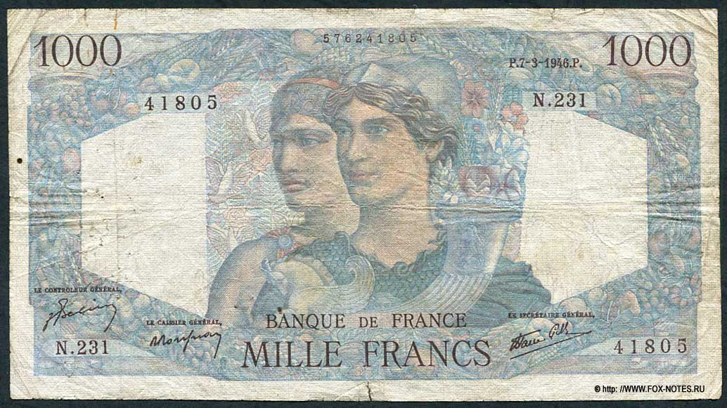  Banque de France 1000  1946 "Minerve et Hercule"