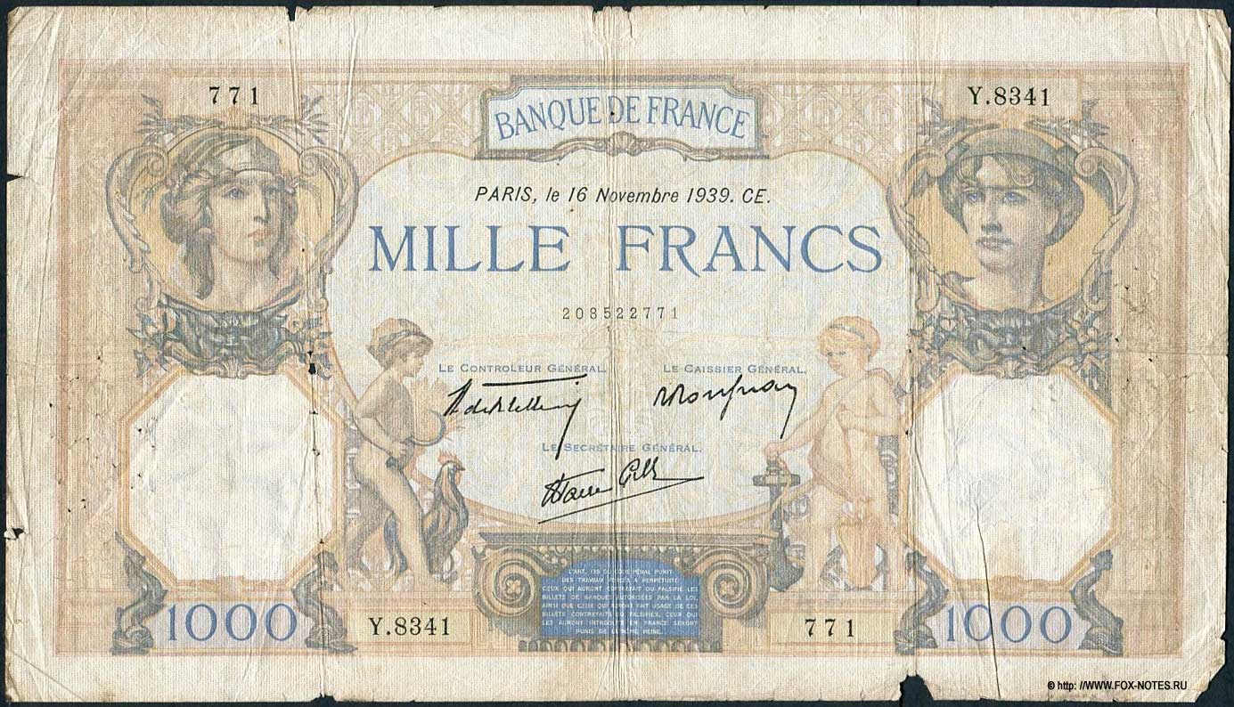 Banque de France 1000 francs 1939