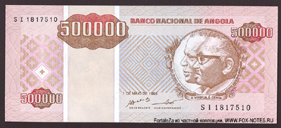 Banco Nacional de Angola 500000 kwanza reajustado 1995
