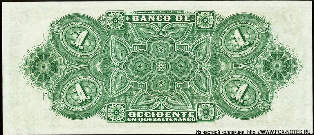 Banco de Occidente en Quezaltenango 1 peso 1914