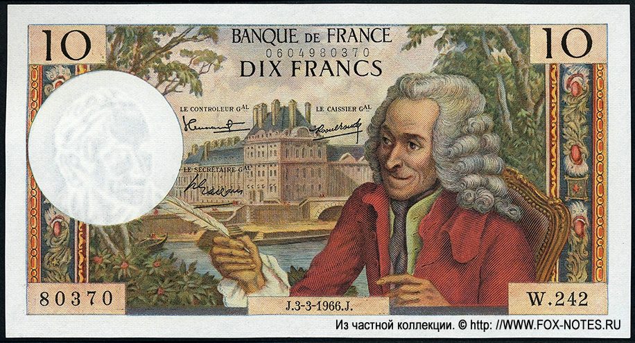  Banque de France 10  1967 Voltaire
