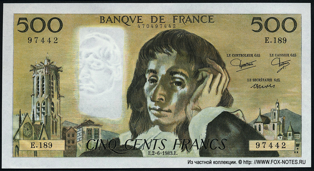 Banque de France 500  1983 Pascal