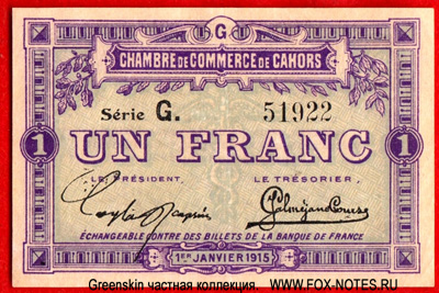 Chambre de Commerce de Cahors 1 franc 1915