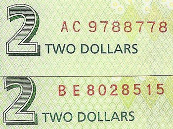 Зимбабве банкноты тип нумератора