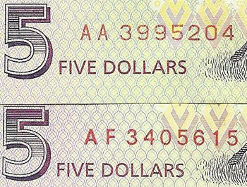 Зимбабве банкноты тип нумератора