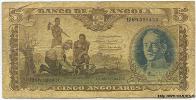 Banco de Angola 5 angolares 1947