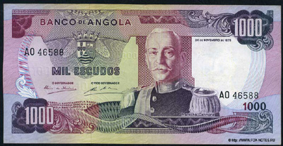 Государство Ангола. Banco de Angola. Выпуск 1972.