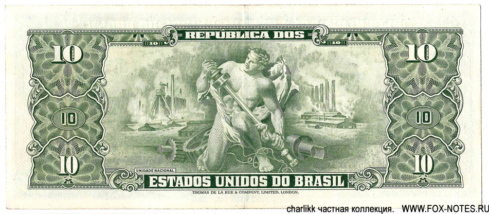 República dos Estados Unidos do Brazil (Tesouro Nacional) 10 cruzeiros 2a ESTAMPA.