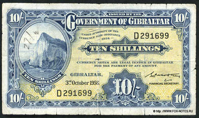 Currency Note. 10 Shillings 1958. Ordinance 1934.