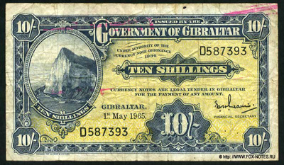 Government of Gibraltar 10 Shillings 1965