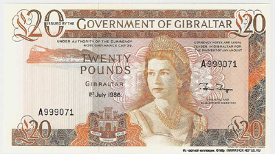 Government of Gibraltar 20 Pounds 1986