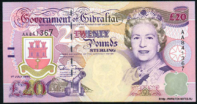 Гибралтар. Government of Gibraltar. Currency Note. Выпуск 1995-2006.